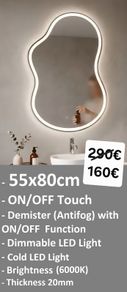 LED Bathroom Mirror Antifog Fog Free Ensuite Makeup Vanity Bright Light Touch Switch
