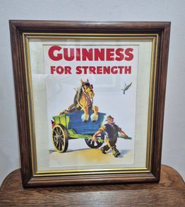 Vintage Guinness For Strength Framed Print John Gilroy 1949 Design Excellent Condition