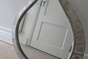 Silver metal tear drop mirror
