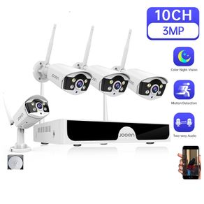 3MP WiFi CCTV System 10CH NVR Security Camera System Two Way Audio Outdoor Wireless IP Cameras Video Surveillance Kit