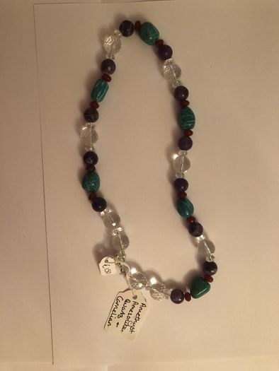 Amethyst, Amazonite, Quartz & Carnelian necklace