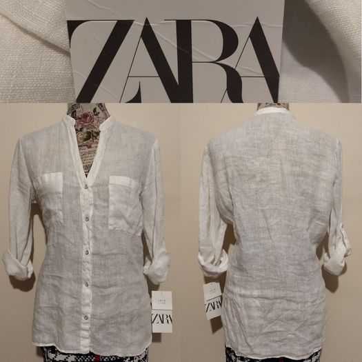 Zara White Linen Top, New With Tags