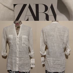 Zara White Linen Top, New With Tags