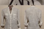 Zara White Linen Top,  New With Tags