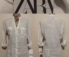 Zara White Linen Top,  New With Tags