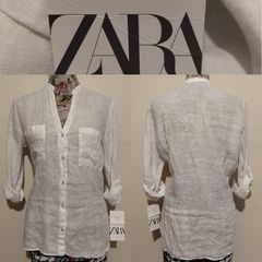 Zara White Linen Top,  New With Tags