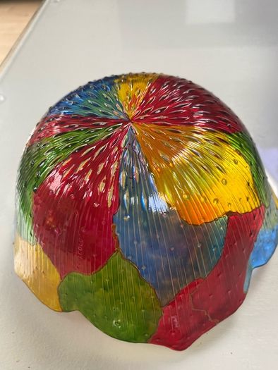 Colourful scalloped glass bowl