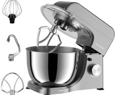 Electric Kitchen Stand Mixer: 1000W 8-Speed Compact Tilt-Head Household Food Mixer - 4.5L 304 Stainless Steel Bowl with Cover & Egg Whisk & Dishwasher Safe Dough Hook & Flat Beater