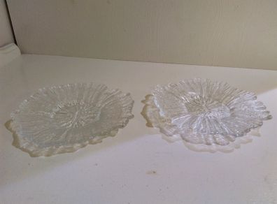 Two Charming Glass Side Plates / Flower Motiff