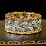 Silver Gold Tone Wide Band Ring Image 3