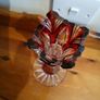 Bohemian cut to Clear Red Pedestral Vase Image 3