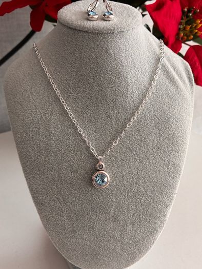 Silver Plated Aquamarine Swarovski Crystal Set