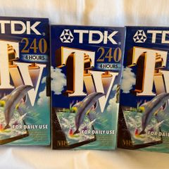 Brand new TDK VHS cassettes x 3, 4 hours each
