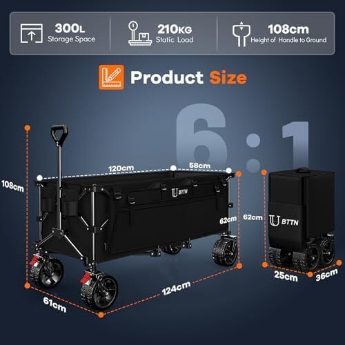 300L Large Folding Festival Trolley on Wheels