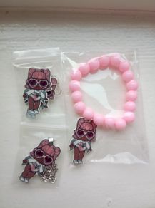LOL dolls matching set of bracelet, earrings and necklace