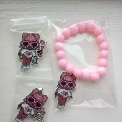 LOL dolls matching set of bracelet, earrings and necklace