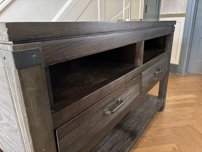 Dark Wood Console / TV Unit, Solid & Stylish