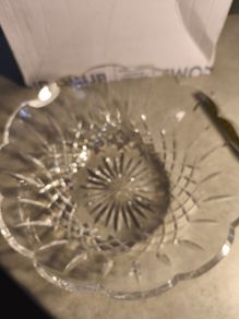 Waterford Lead Crystal Cut Bowl With Scalloped Rim 9 inches diemter and 4 inches deep  is uesd iteme but in good condition.