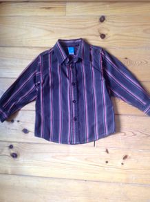 Age 2-3 Adams Chocolate Brown Striped Shirt