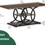 Coffee Table with Storage Industrial 3 Tier Center Living Room Table Farmhouse Wooden Rectangle Cocktail Tea Table for Office Bedroom Elegant Round Metal Frame (Rustic Brown) Image 2