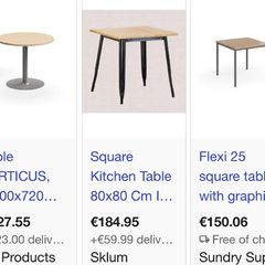 Square kitchen table 80 by 80cm in wood and steel