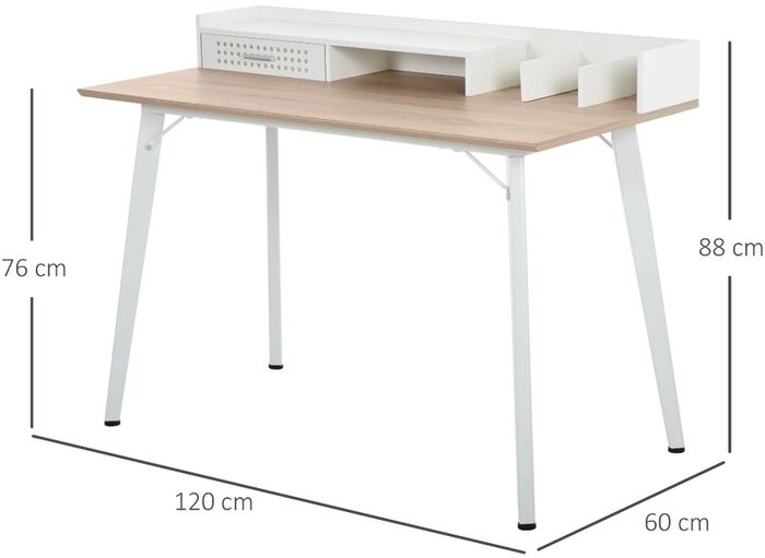 New Computer Desk with Monitor Stand, Drawer and Storage Compartments. Compact Desk for Home Office