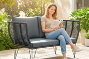 2 Seater Garden Rattan Sofa with Cushions