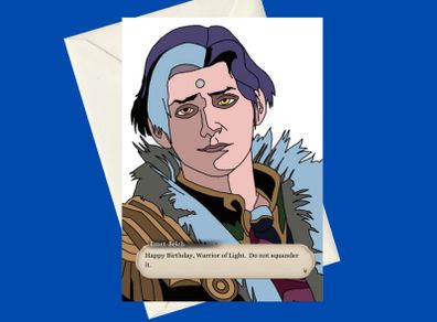Customisable Final Fantasy XIV 14 Emet Selch Ascian Birthday A5 Card, Perfect for gifts, or funny card for Video Game Fans
