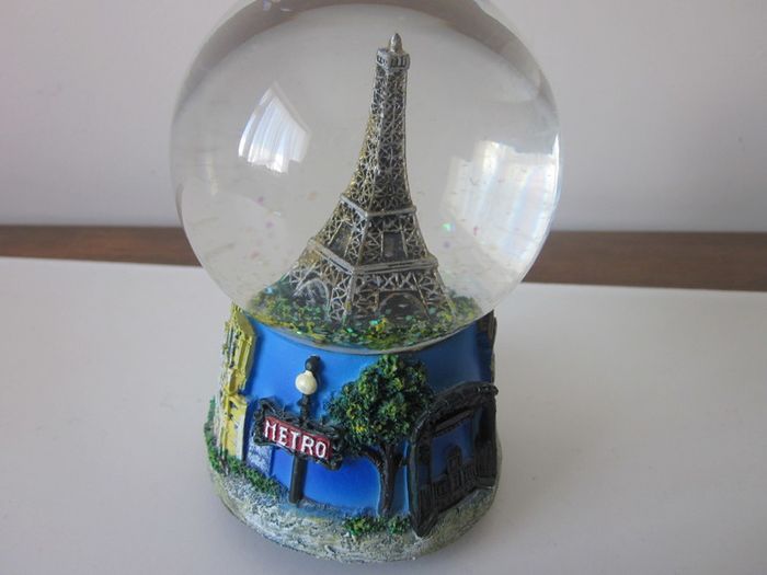 Vintage Musicial Snow Globe Eiffel Tower with Music  Love Story