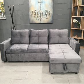 New sofa bed chaiselongue with storage Grey Velvet