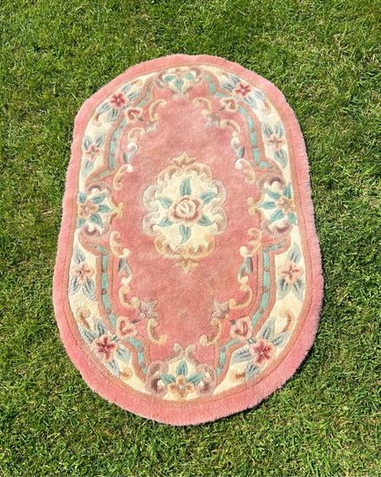 Old Oval Chinese Aubusson Rug 117cm x 79cm