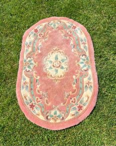 Old Oval Chinese Aubusson Rug 117cm x 79cm