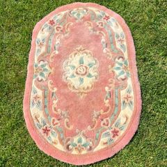 Old Oval Chinese Aubusson Rug 117cm x 79cm