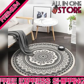 4ft Circle Rug Round Area Rug Cotton Woven Rug with Tassels Boho Rug Washable Mandala Printed for Bedroom Livingroom Kitchen (FREE POSTAGE)