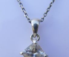 Sterling Silver Princess Cubic Zirconia Solitaire Pendant Necklace (L18" - 2,56g)