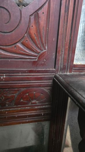 Large Antique Victorian Style Overmantel Mirror Carved Wood