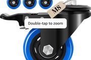 75 mm Castor Wheel, M8 x 1.25 x 25 mm (Shaft Diameter 7.5 mm, Shaft Length 25 mm), Load Capacity 1100LB, Blue Polyurethane Caster Wheel for Furniture, Barbecues, Trolley, Transport,Set of 4