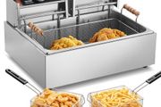 Commercial Deep Fryer, Electric Turkey Fryer with 3 Removable Baskets, Large Capacity 18Qt / 17L Stainless Steel Countertop Single