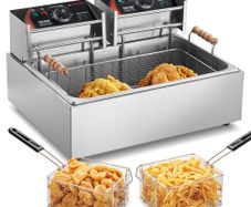 Commercial Deep Fryer, Electric Turkey Fryer with 3 Removable Baskets, Large Capacity 18Qt / 17L Stainless Steel Countertop Single