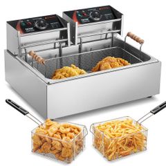 Commercial Deep Fryer, Electric Turkey Fryer with 3 Removable Baskets, Large Capacity 18Qt / 17L Stainless Steel Countertop Single