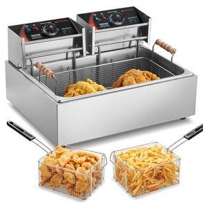 Commercial Deep Fryer, Electric Turkey Fryer with 3 Removable Baskets, Large Capacity 18Qt / 17L Stainless Steel Countertop Single