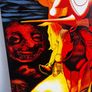 Signed Canvas Painting Striking Red and Gold Don Quixote Artwork 61.5 x 50cm Image 4