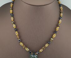 Vintage Venetian style Eyes Glass & Old Face Pendant Glass Beads Necklace