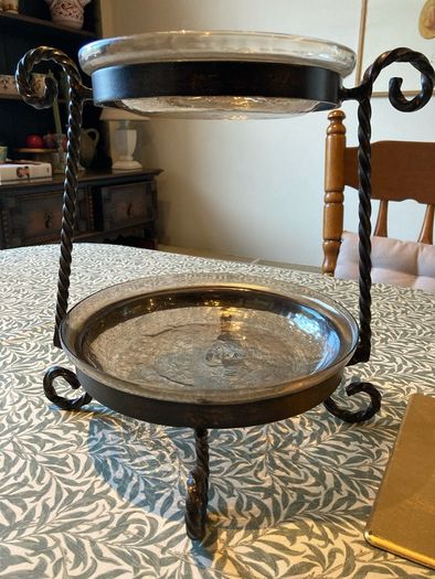 Large Metal and glass 2 tier stand Mindy Browne