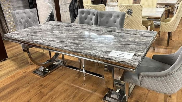 Marble Kitchen Dining Table With 6 Chairs