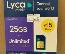Lyca Sim Card, Plan Included, 25GB Data + Unlimited Calls and SMS, EU Roaming Included