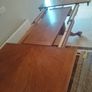 large Extenable Solid Wooden Dining Room Table and Chairs Image 2