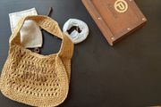 Luxury Woven Shoulder Bag - Camel