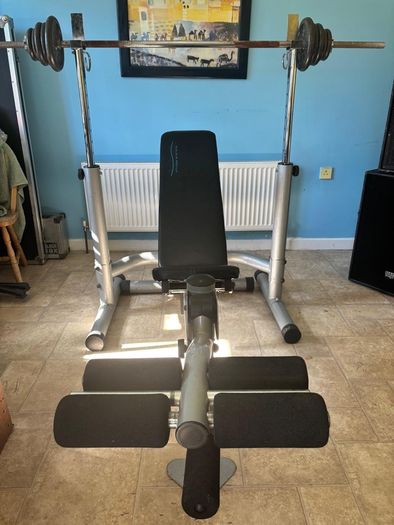 Bench, Rack, Bar, 50kg in plates