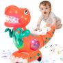 Baby Toys Musical Light Crawling Walking Dinosaur Toys for Boys Girls 12 18 24 Months, Baby Musical Toy Sound Toys Birthday Present Dino Gifts for Kids Toddler Age 1 2 3 4+ Years Old (Green/orange) Image 2